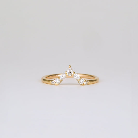 0.17 TCW Pear, Marquise & Round Milgrain Moissanite Wedding Band