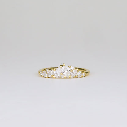 0.61 TCW Pear, Marquise, Round & Asscher Cluster Moissanite Wedding Band