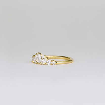 0.61 TCW Pear, Marquise, Round & Asscher Cluster Moissanite Wedding Band
