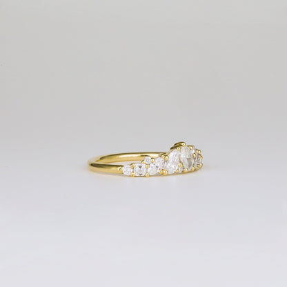 0.61 TCW Pear, Marquise, Round & Asscher Cluster Moissanite Wedding Band