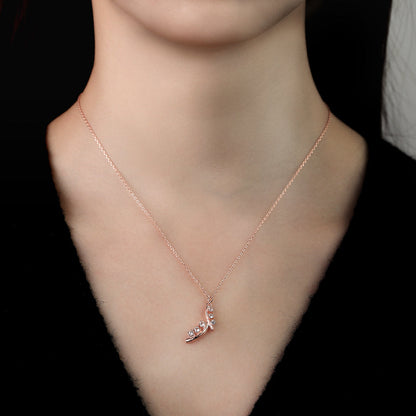 0.39 CT Round Shaped Moissanite Necklace In Multi Stone Design