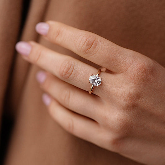 2 CT Oval Solitaire Moissanite Engagement Ring