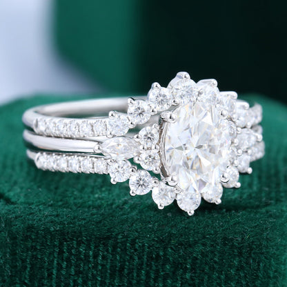 1.33 CT Oval Cluster Moissanite Bridal Set