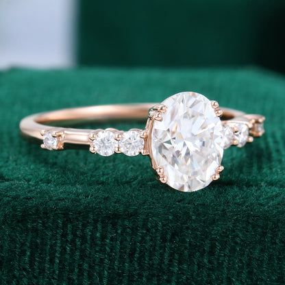 1.33 CT Oval Cluster Moissanite Engagement Ring