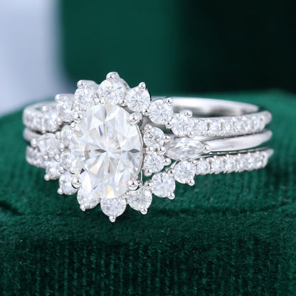 1.33 CT Oval Cluster Moissanite Bridal Set