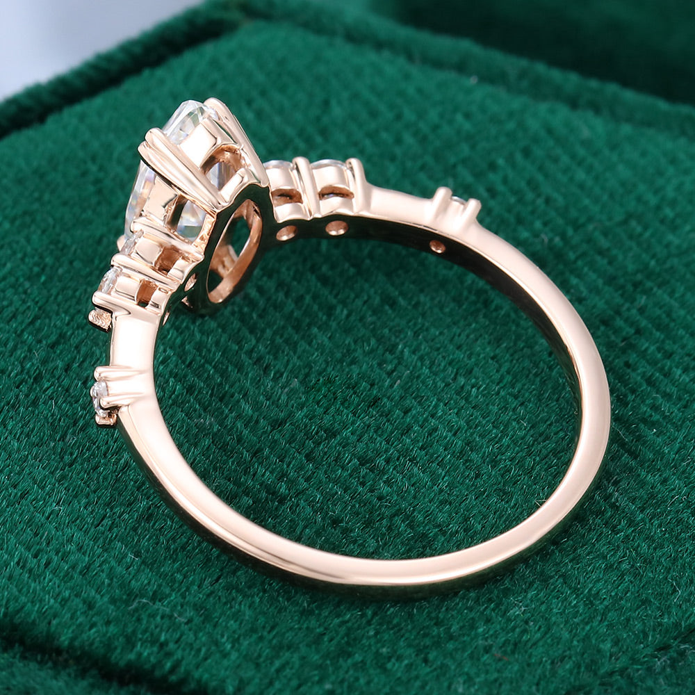 0.90 CT Marquise Cluster Moissanite Engagement Ring