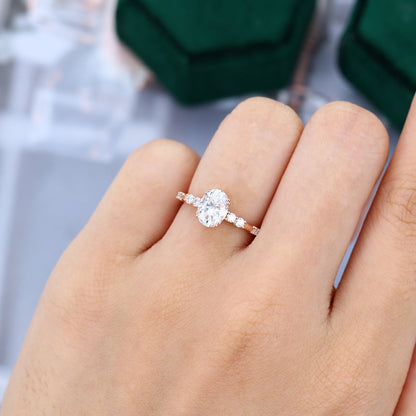 1.33 CT Oval Cluster Moissanite Engagement Ring