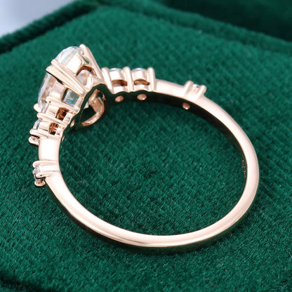1 CT Pear Cluster Moissanite Engagement Ring