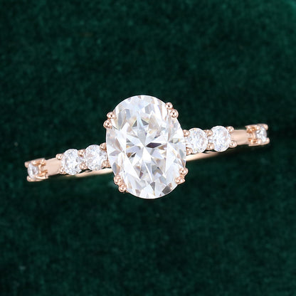 1.33 CT Oval Cluster Moissanite Engagement Ring