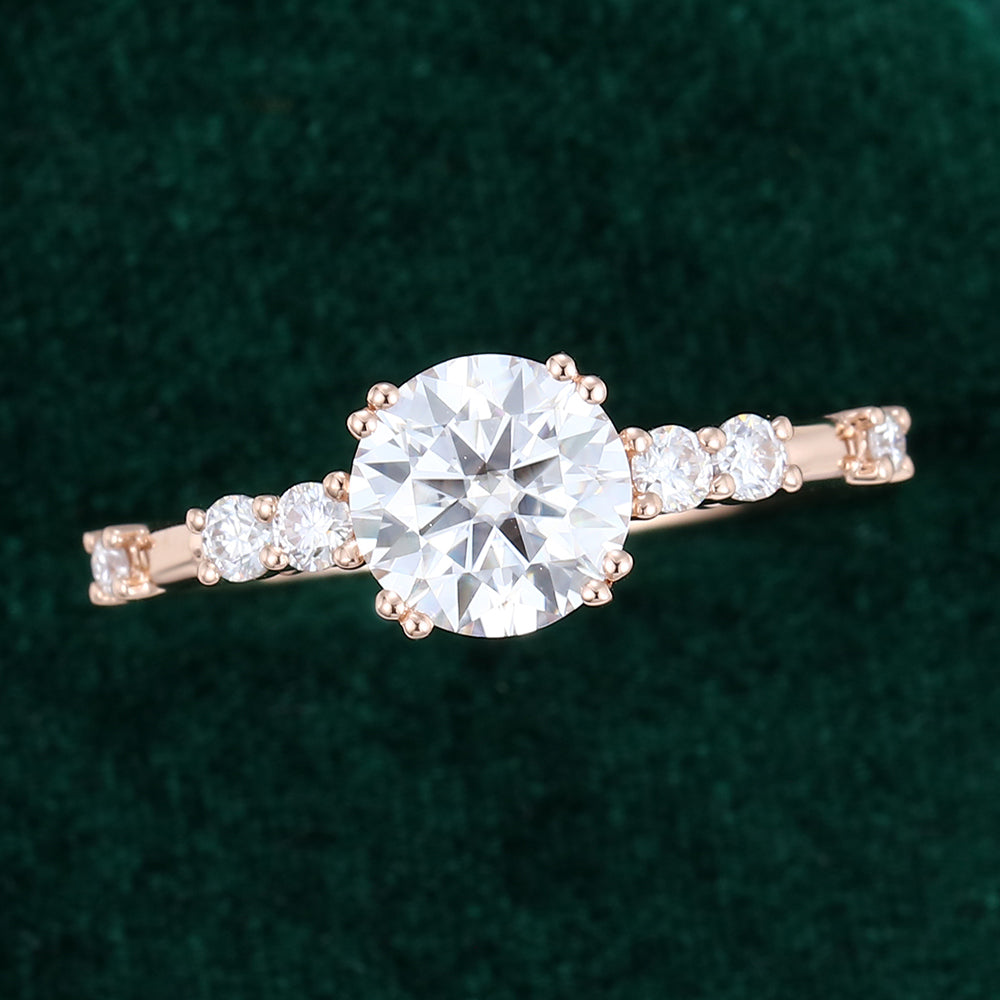 0.88 CT Round Cluster Moissanite Engagement Ring