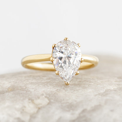 1.75 CT Pear Solitaire Moissanite Engagement Ring