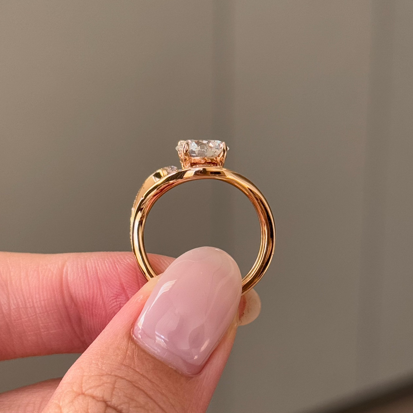 1.51 CT Round Twisted Pave Moissanite Engagement Ring