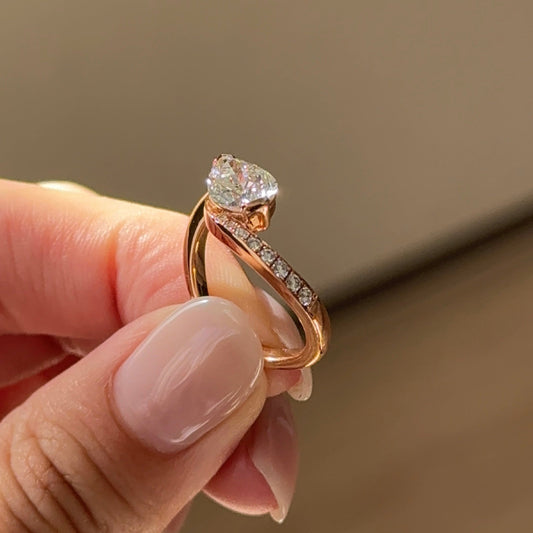 1.54CT East West Pear Swirl Pave Moissanite Engagement Ring