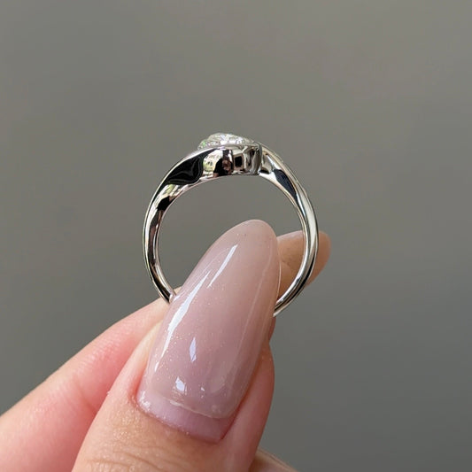 1.52 CT Pear Half Bezel Moissanite Engagement Ring