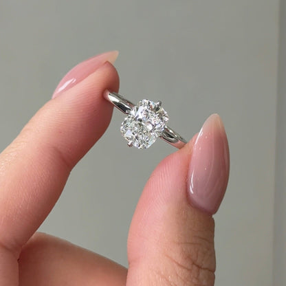 2.06 CT Elongated Cushion Hidden Halo Moissanite Engagement Ring