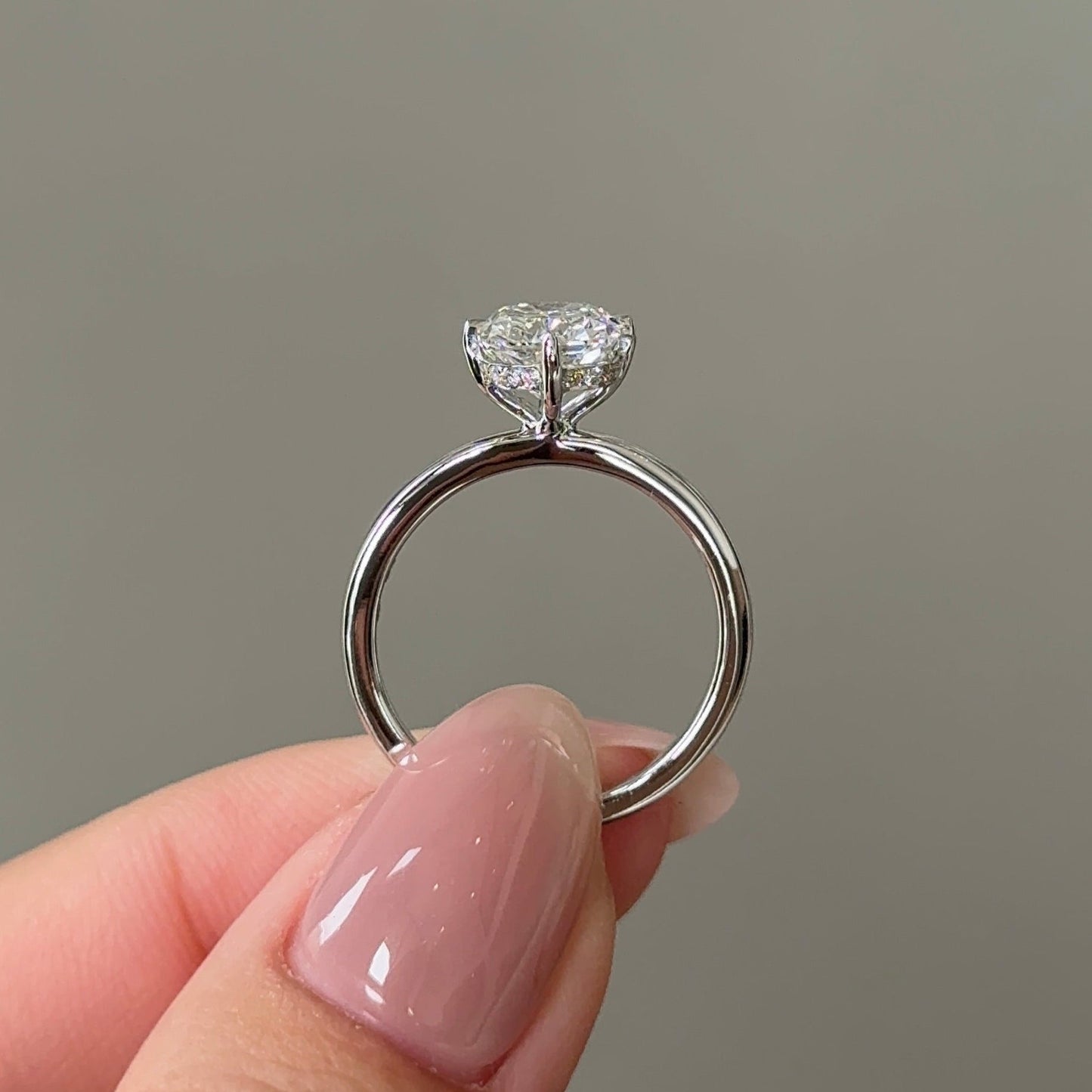 2.06 CT Elongated Cushion Hidden Halo Moissanite Engagement Ring