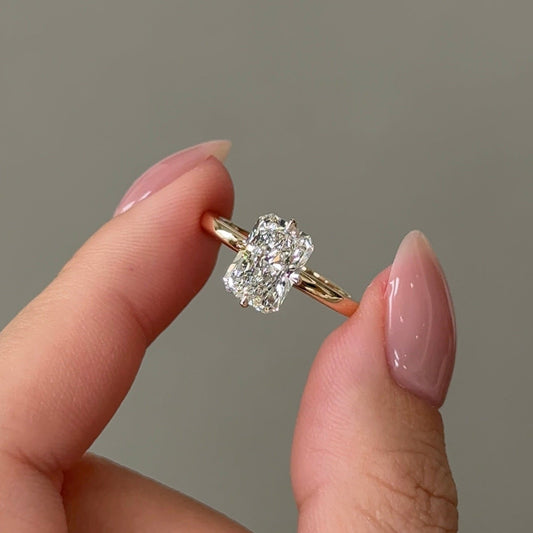 2.09 CT Elongated Cushion Hidden Halo Moissanite Engagement Ring