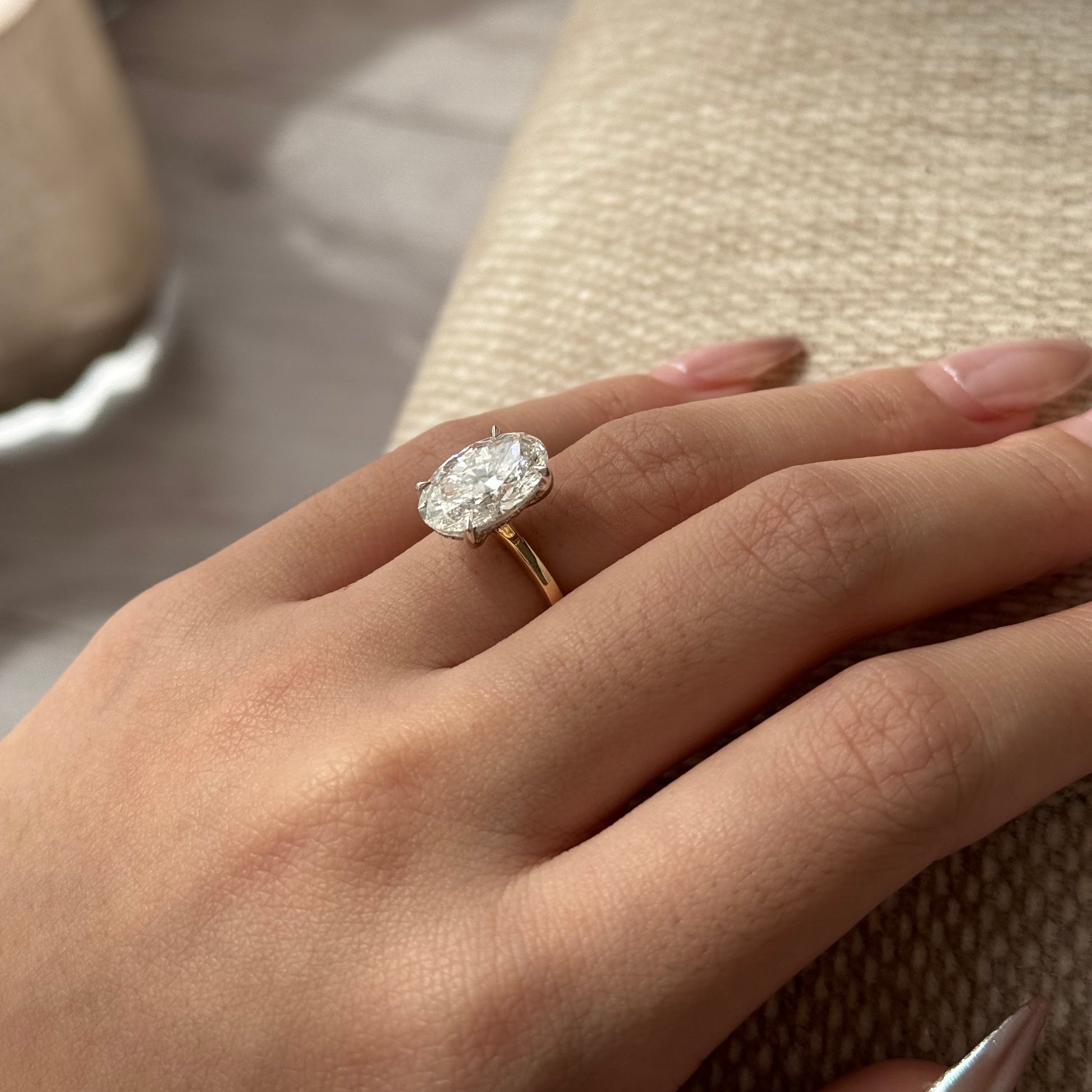 4.03 CT Oval Hidden Halo Moissanite Engagement Ring