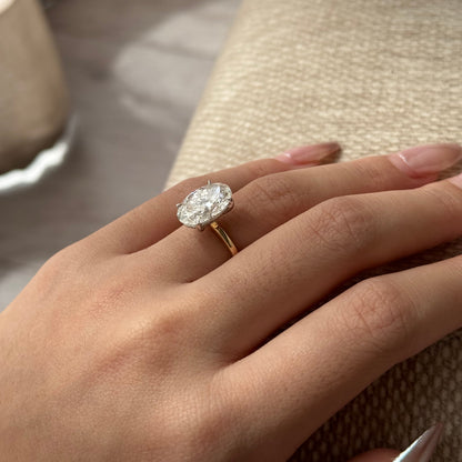 4.03 CT Oval Hidden Halo Moissanite Engagement Ring