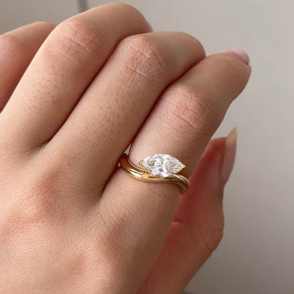 1.10 CT East West Marquise Solitaire Moissanite Engagement Ring