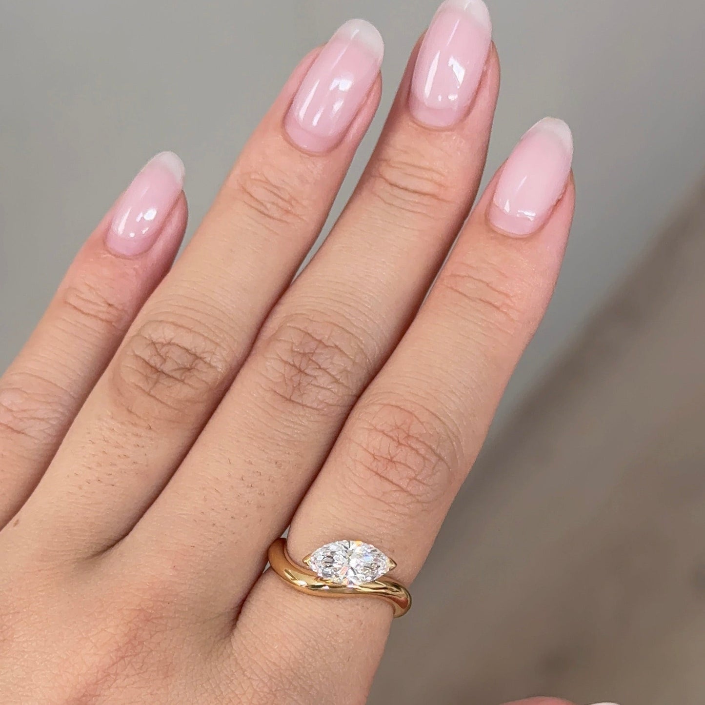 1.10 CT East West Marquise Solitaire Moissanite Engagement Ring