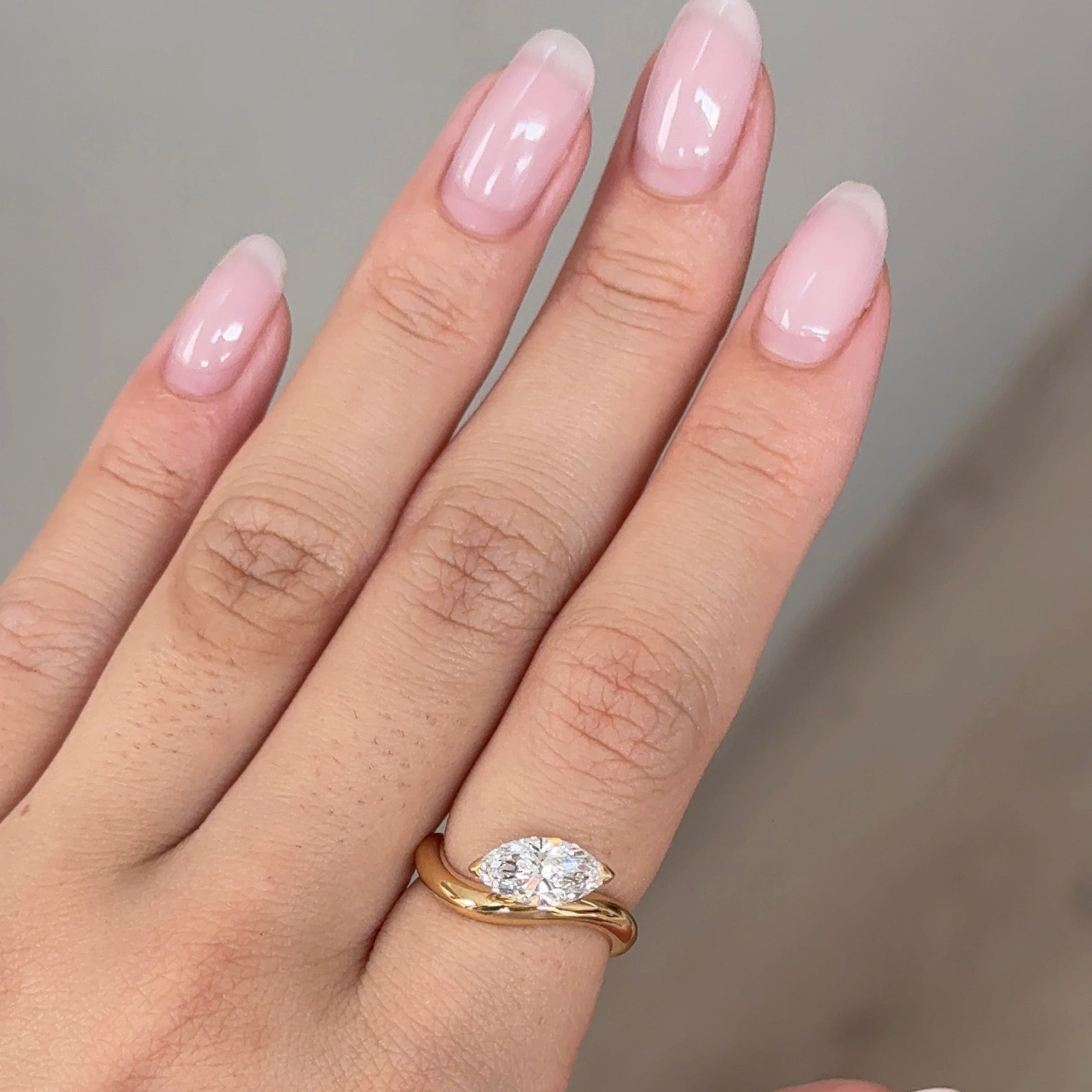 1.10 CT East West Marquise Solitaire Moissanite Engagement Ring
