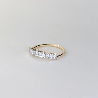 0.68 TCW Emerald Curved Moissanite Wedding Band