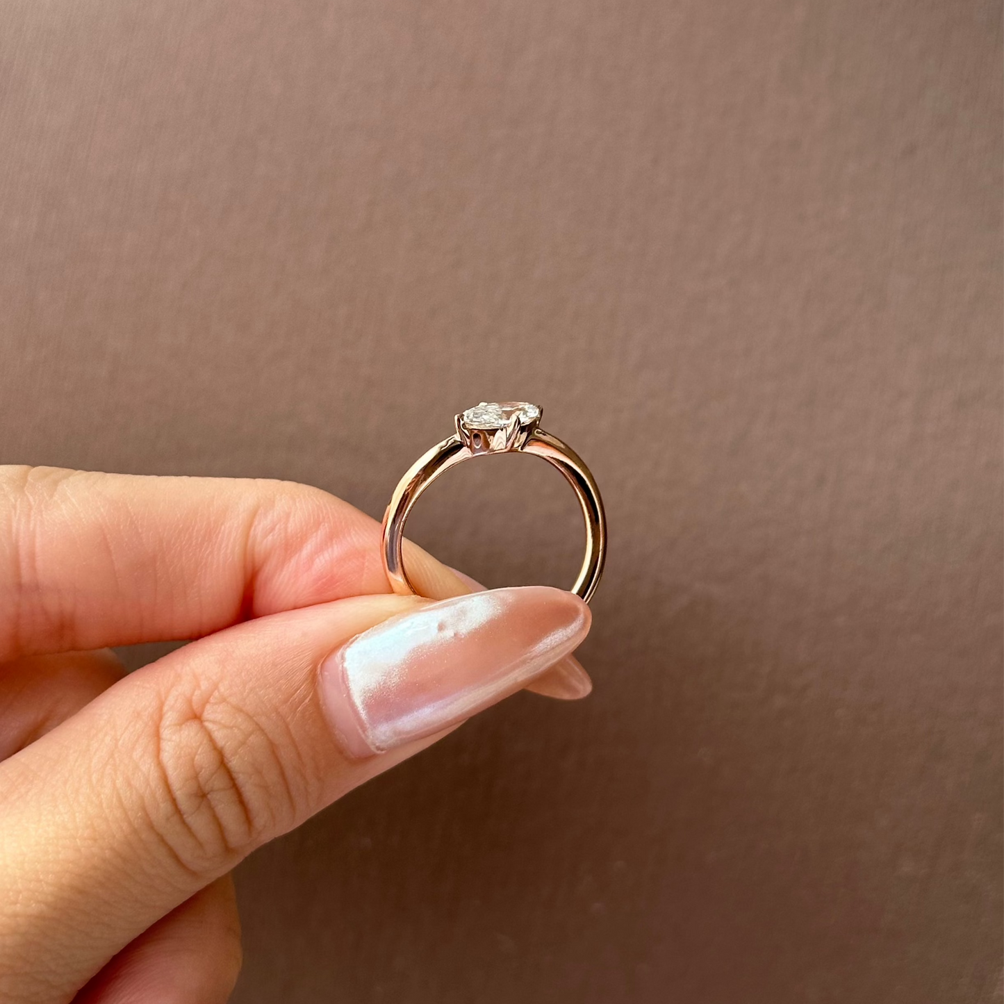 0.5 CT East West Marquise Solitaire Moissanite Engagement Ring