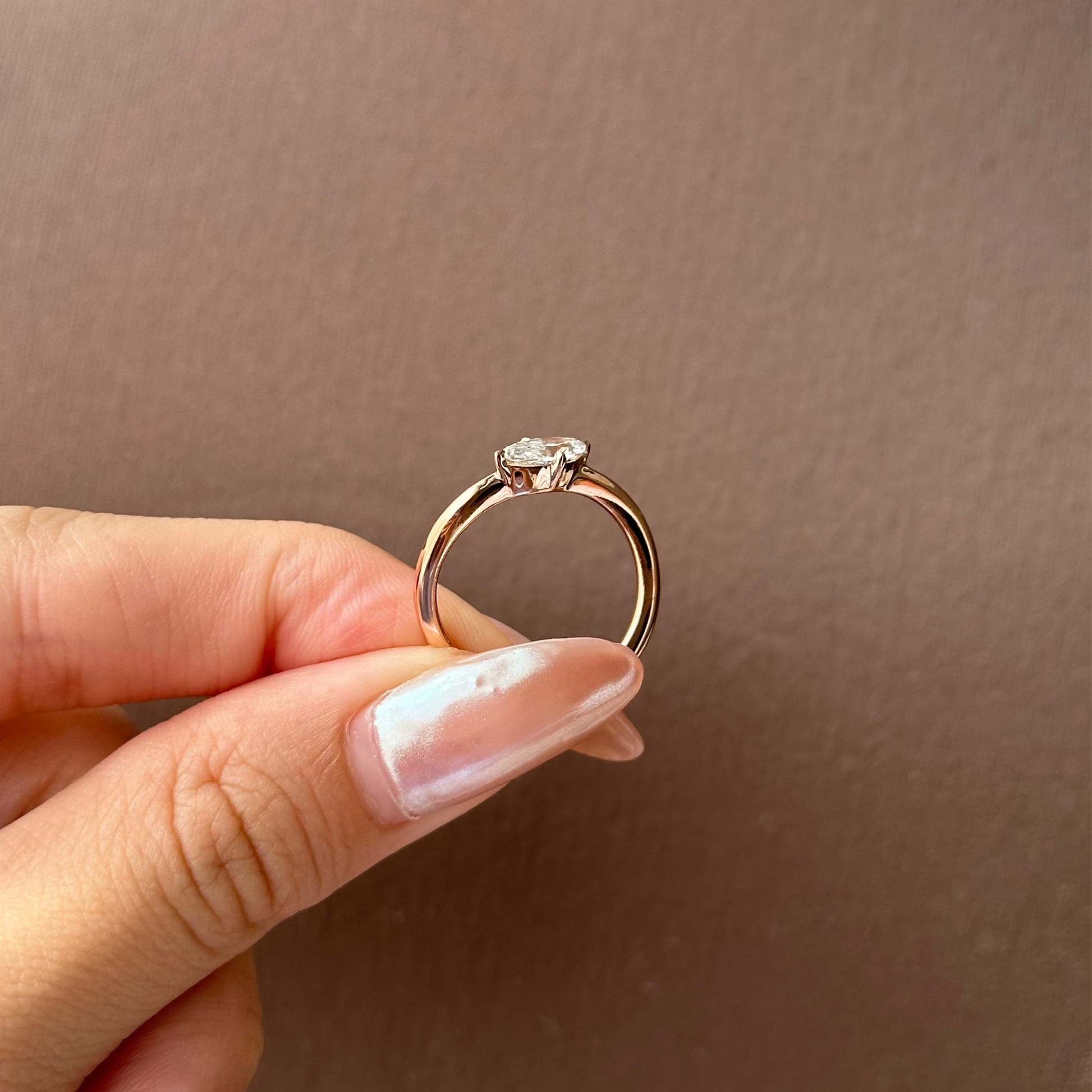 0.5 CT East West Marquise Solitaire Moissanite Engagement Ring