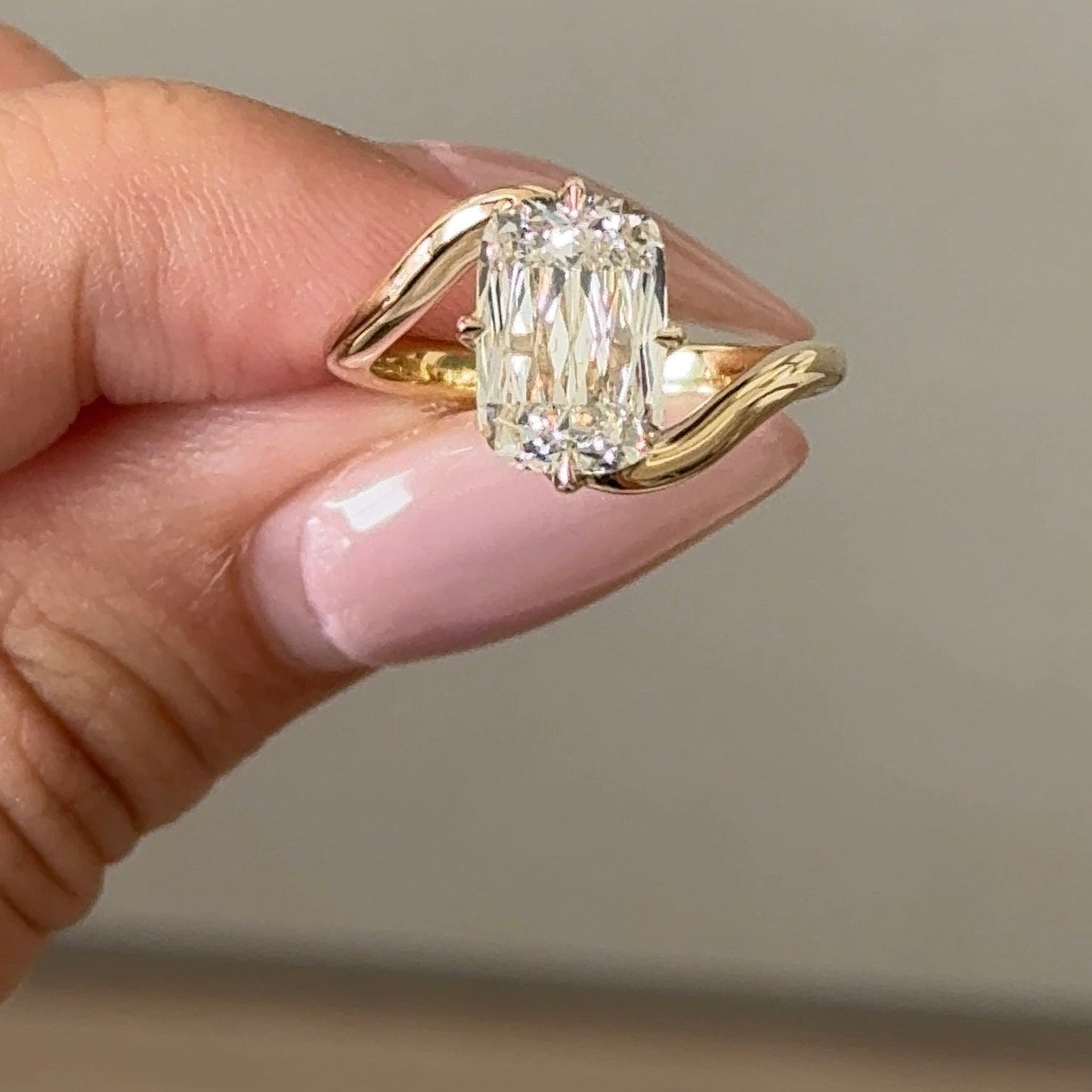 2.62 CT Elongated Cushion Solitaire Moissanite Engagement Ring