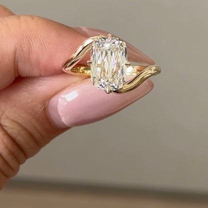 2.62 CT Elongated Cushion Solitaire Moissanite Engagement Ring