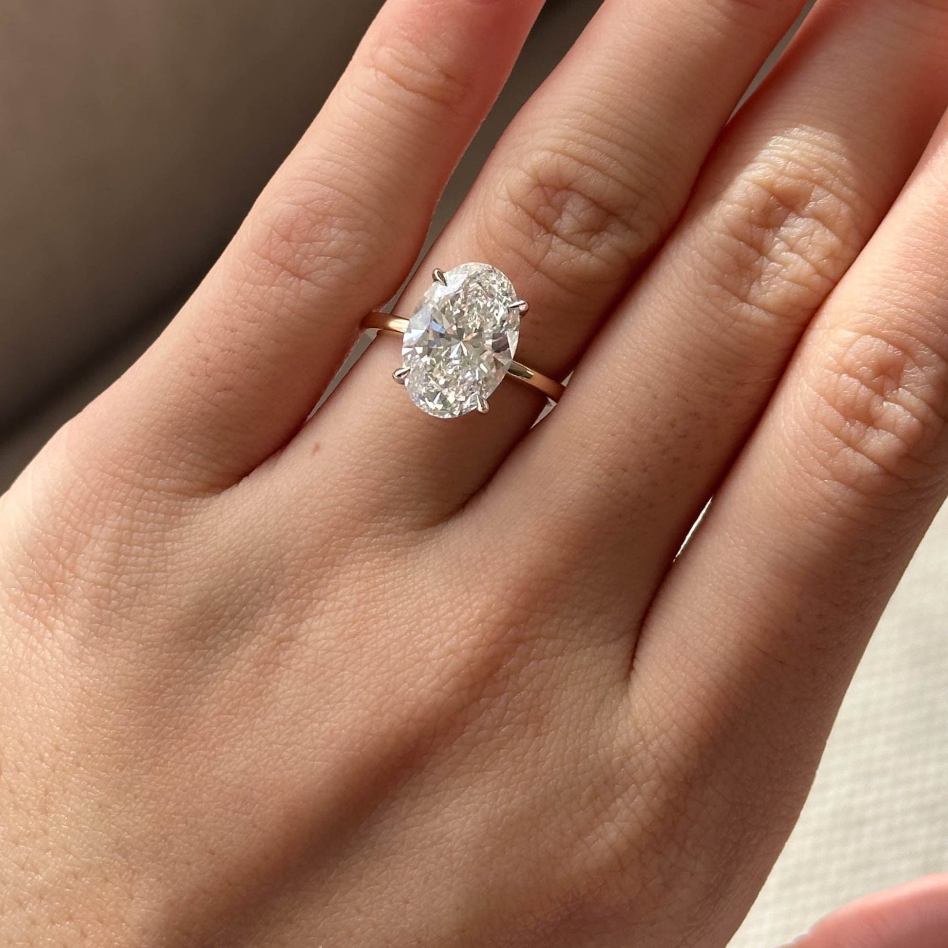 4.03 CT Oval Hidden Halo Moissanite Engagement Ring