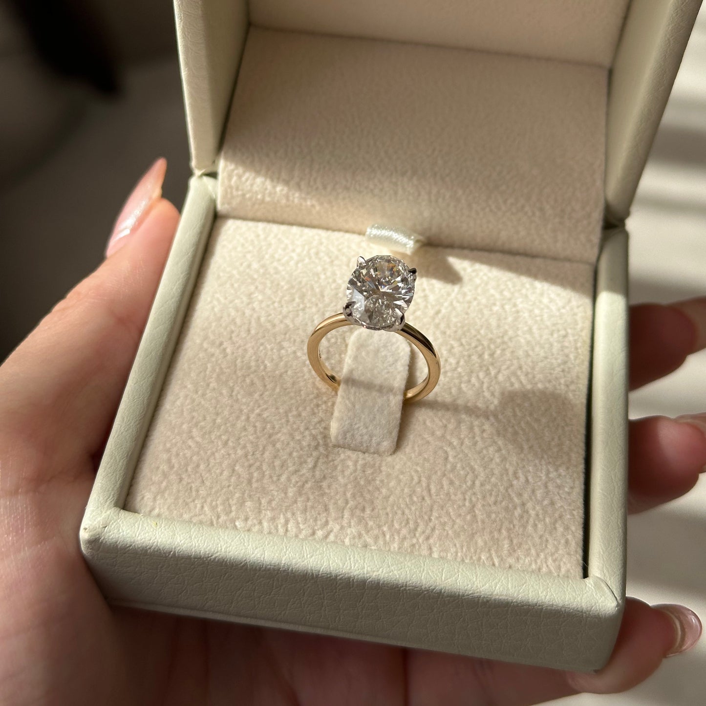 4.03 CT Oval Hidden Halo Moissanite Engagement Ring