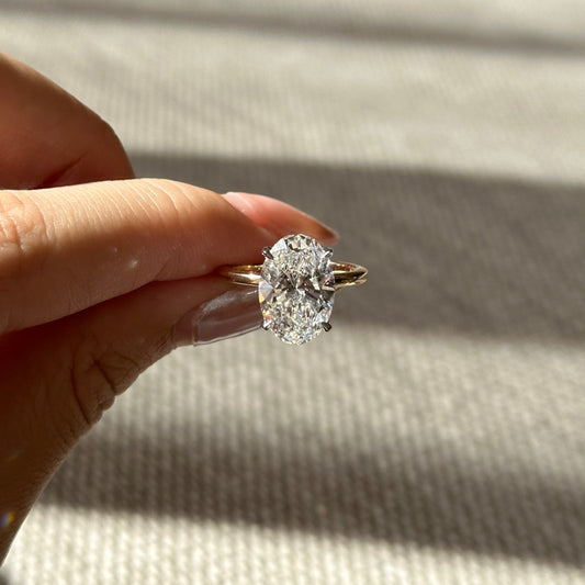 4.03 CT Oval Hidden Halo Moissanite Engagement Ring