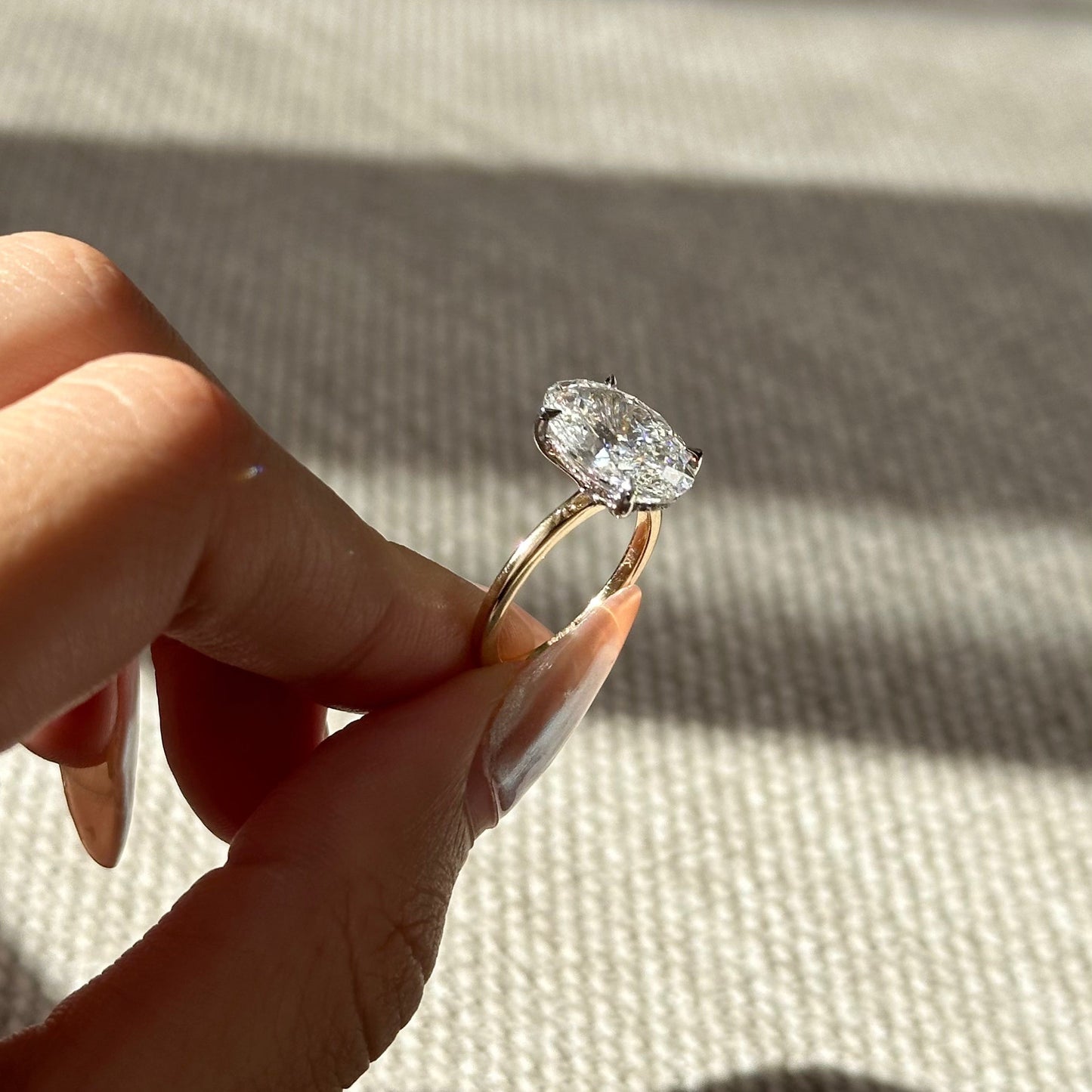 4.03 CT Oval Hidden Halo Moissanite Engagement Ring
