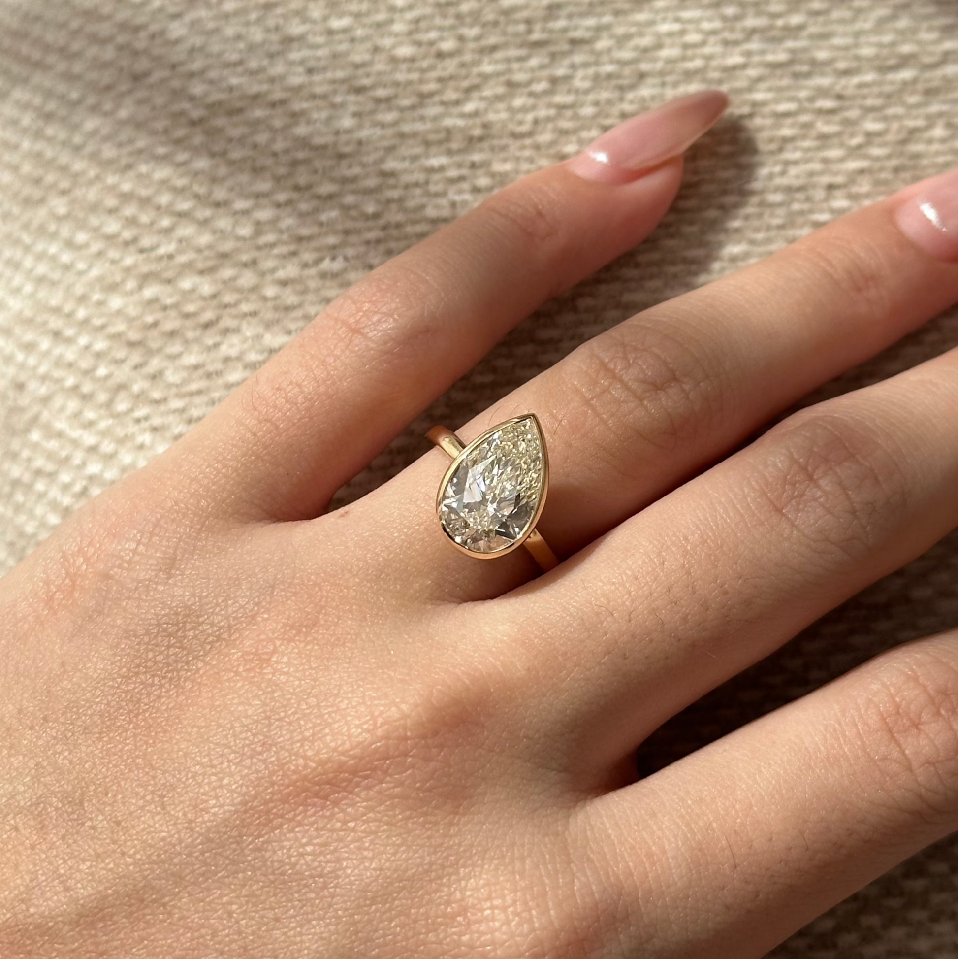 3 CT Pear Bezel & Solitaire Moissanite Engagement Ring