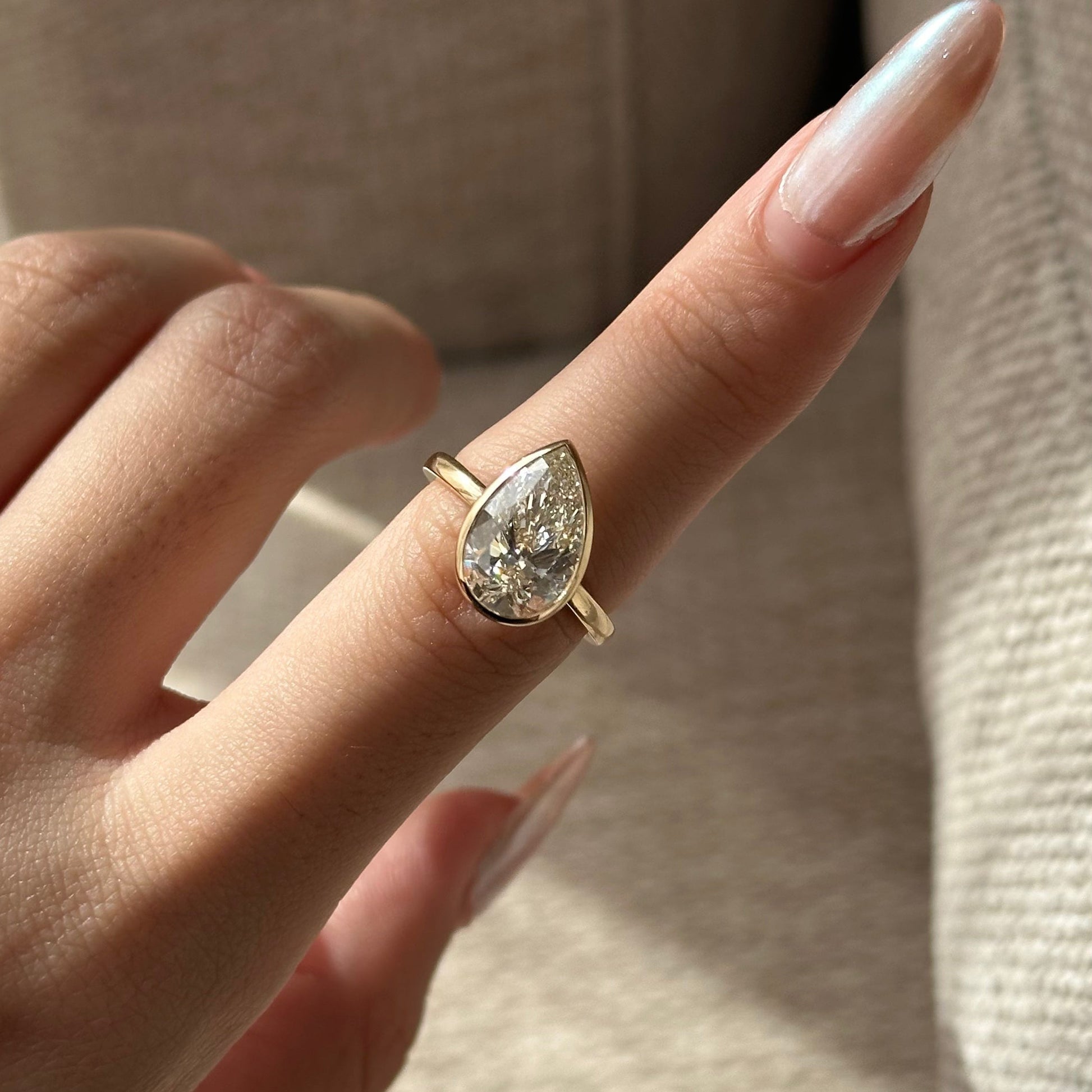 3 CT Pear Bezel & Solitaire Moissanite Engagement Ring