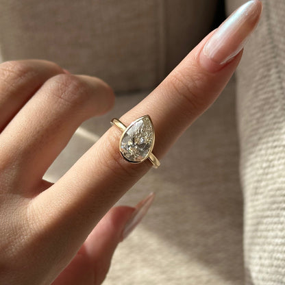 3 CT Pear Bezel & Solitaire Moissanite Engagement Ring