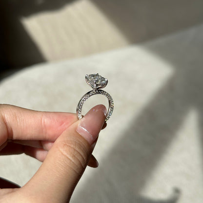 3.03 CT Emerald Pave Moissanite Engagement Ring