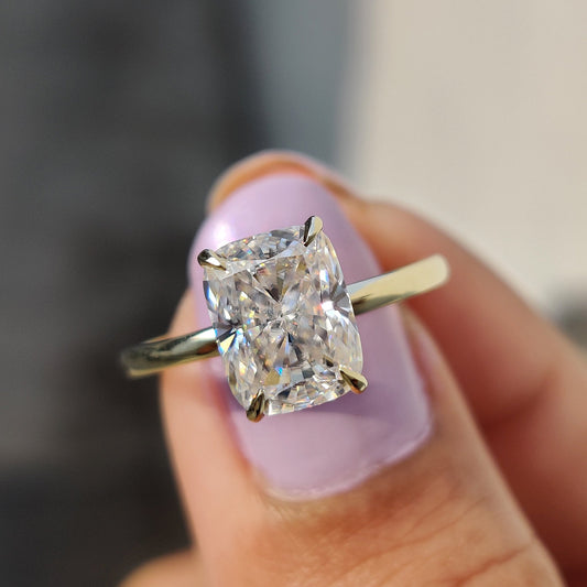 2 CT Cushion Hidden Halo Moissanite Engagement Ring