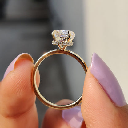 2 CT Cushion Hidden Halo Moissanite Engagement Ring