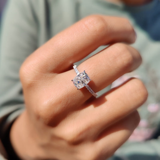 1 CT Cushion Pave Moissanite Engagement Ring