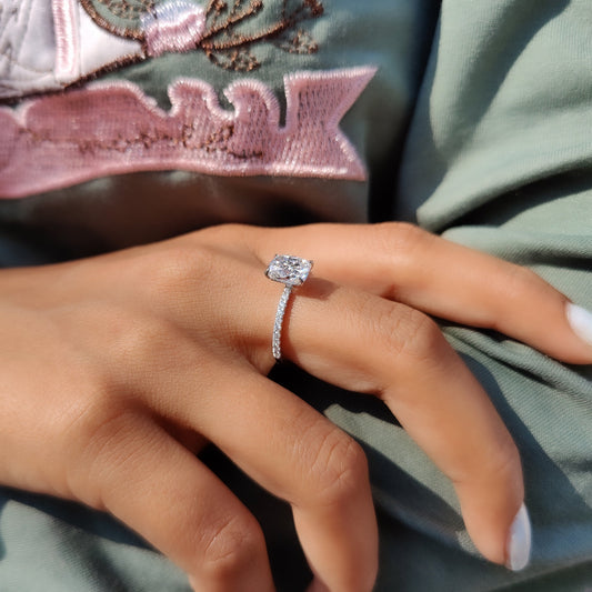 1 CT Cushion Pave Moissanite Engagement Ring