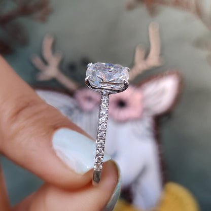1 CT Cushion Pave Moissanite Engagement Ring