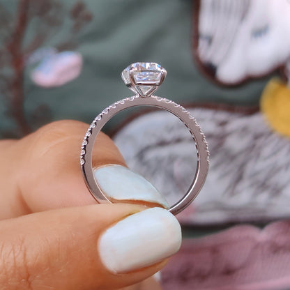 1 CT Cushion Pave Moissanite Engagement Ring