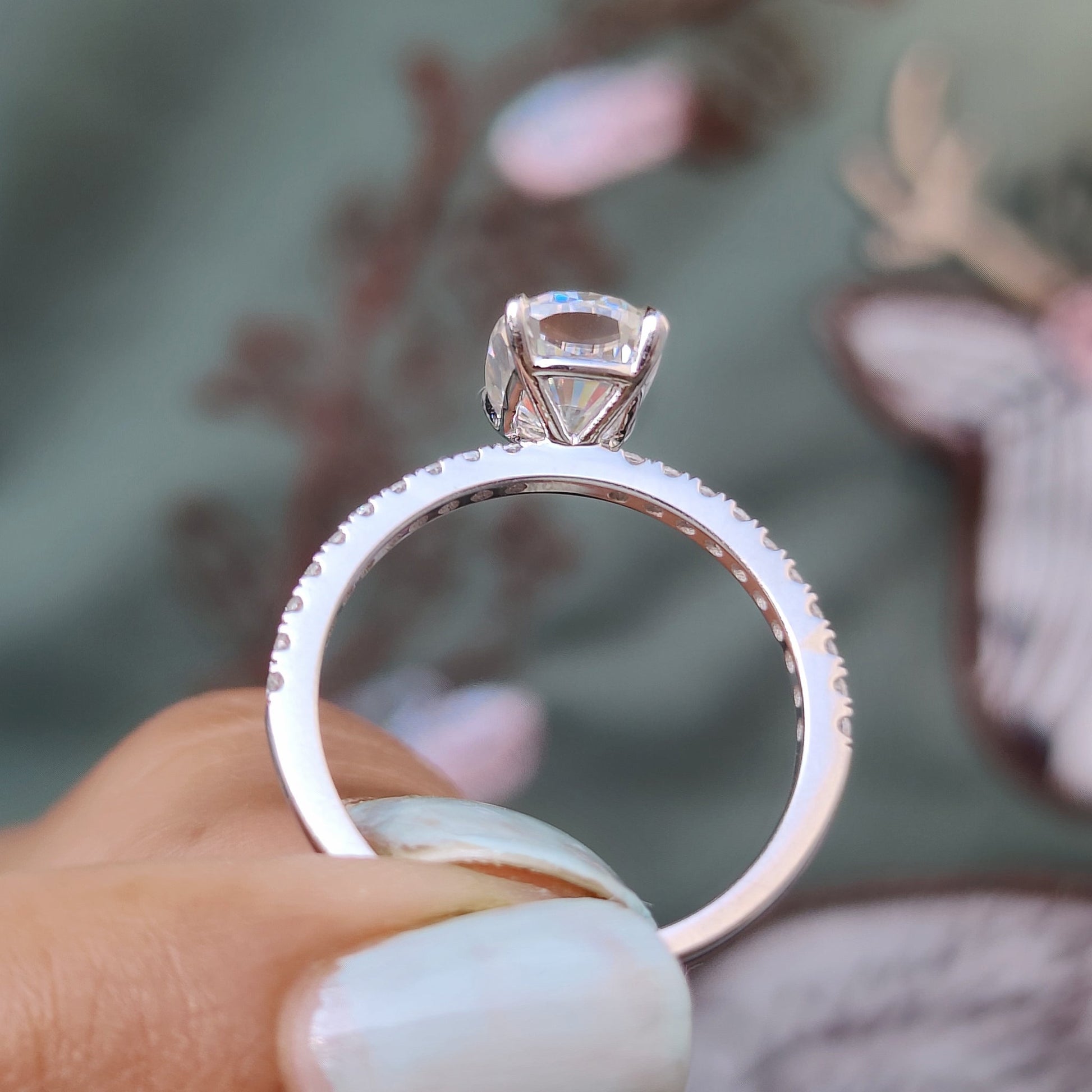 1 CT Cushion Pave Moissanite Engagement Ring