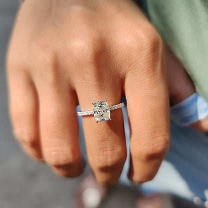 1 CT Cushion Pave Moissanite Engagement Ring