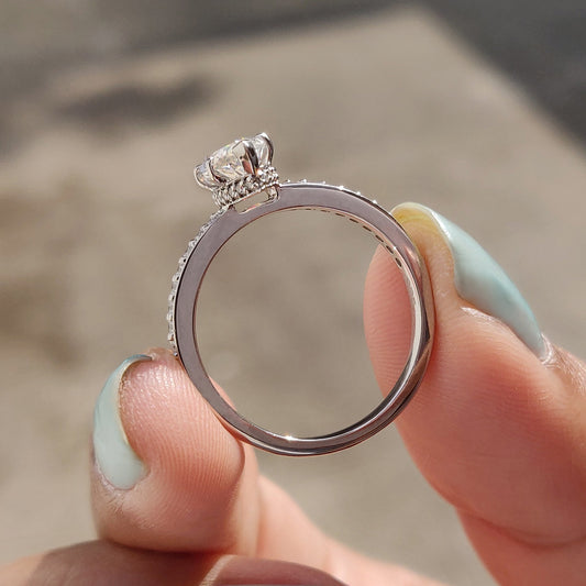 0.50 CT Marquise Pave Moissanite Engagement Ring