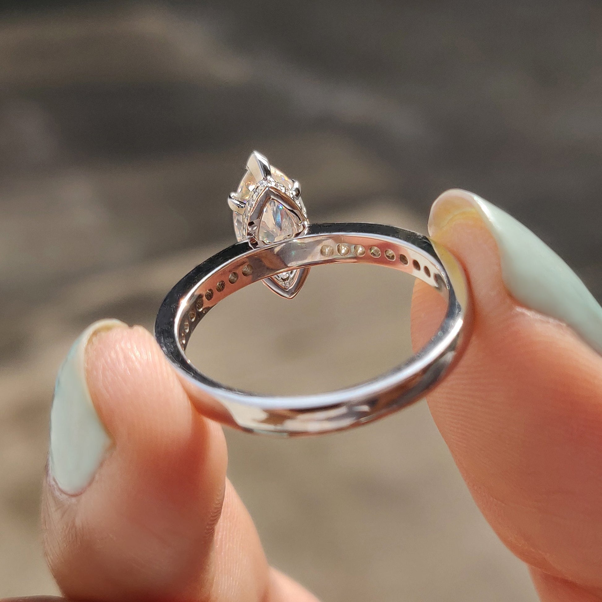 0.50 CT Marquise Pave Moissanite Engagement Ring
