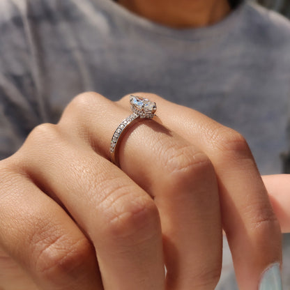 0.50 CT Marquise Pave Moissanite Engagement Ring